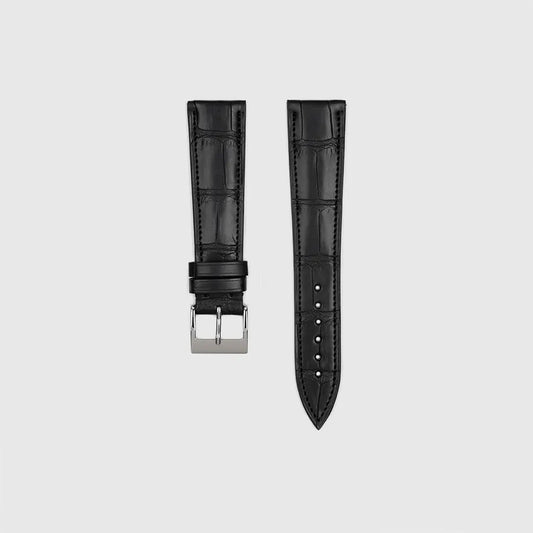 フランス製 molequin レザーベルト19mm Fusion Square Black Alligator Square Scale Watch Strap | Handmade Luxury