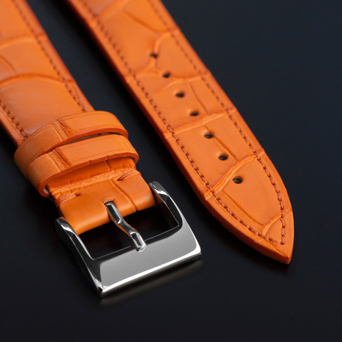 Tangerine Orange Leather Belt