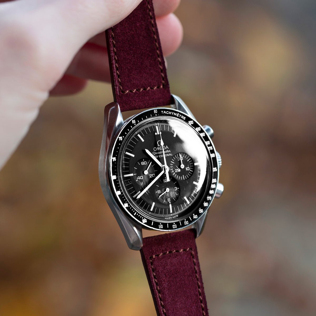 Oxblood Red Suede Watch Strap – Molequin - Main Image